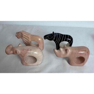 Napkin Ring Holders Lion Hippopotamus Rhinoceros Zebra Set